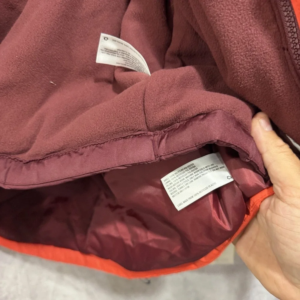 Boy's 3 In 1 Hooded Water Resistant Fleece Layered Coat Orange Burgundy L